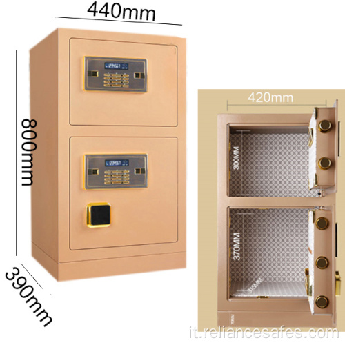 Cassetta di sicurezza con chiave elettronica per impronte digitali a doppia porta